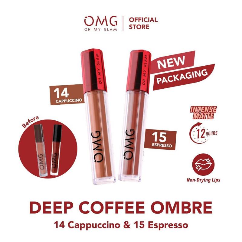 Paket Ombre OMG OH MY GLAM Mattelast Lip Cream | Coffee Edition | Socialite | Tahan Lama & Ringan | Kemasan Baru Gloss Lipstick 0