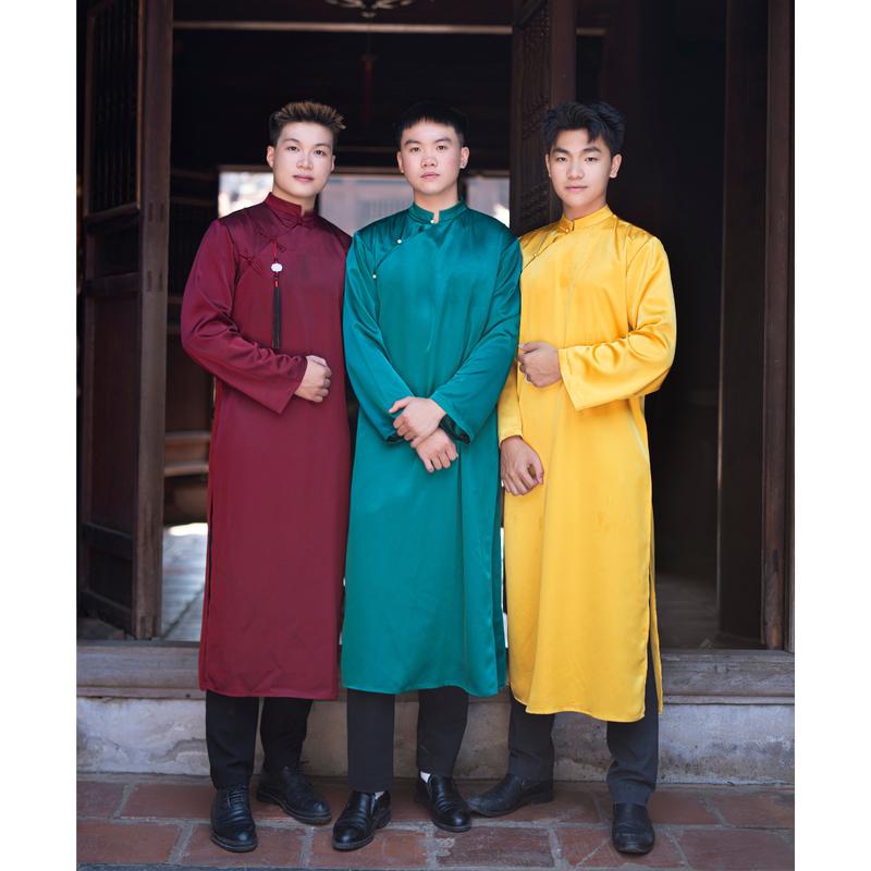 [Áo dài Phạm Hương] Áo Dài Cách Tân Nam Form Dáng Ngũ Thân Dáng Suông Chất Liệu Tafta Lụa (Sản phẩm không bao gồm quần)