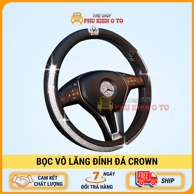 Bọc Vô Lăng CROWN Đính Đá Vương Miện Trang Trí Xe Hơi - Bọc Vô Lăng Full đính…