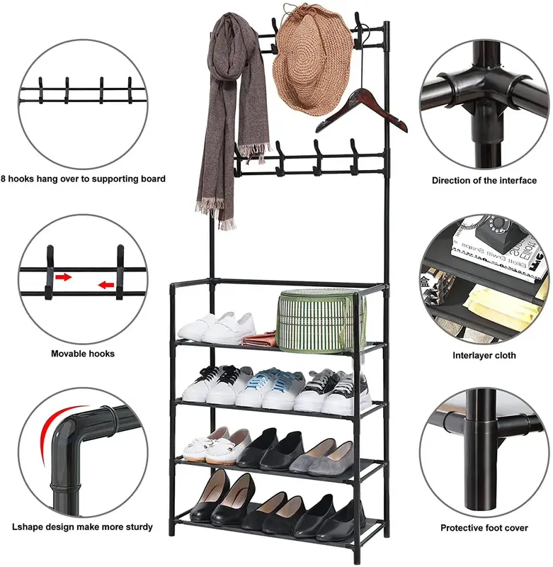 Kệ Để Giày Dép 6 Tầng Đa Năng Ykahouse Khung Kim Loại Kèm Rèm Chống Bụi Bẩn - Kitchen rak  ji ke  dung kedung  giay kệ  để kệ  6 treo  đồ Lắp Ráp kệ  để kệ  để kệ  để kệ  hàng kệ  sắt 7