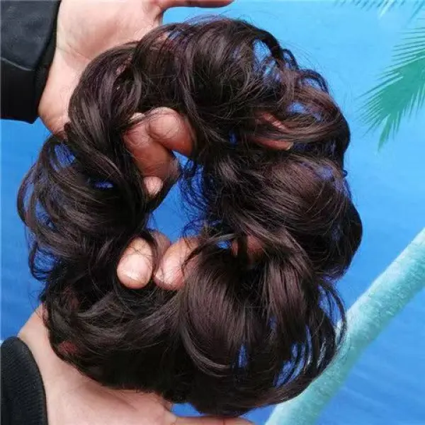 Búi Tóc Giả, Búi Tóc Xoăn, Bồng Bềnh Scrunchies Thật, Tóc Cuộn, Tạo Mẫu, Kiểu Tóc Giống Như Nụ Hôn, Thực Tế, Phụ Kiện Đội Đầu Nữ, Dây Buộc Tóc Hoa Wig crimped  wig 7
