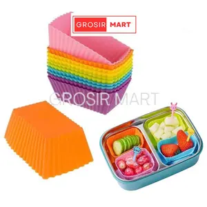 Cetakan Muffin Silikon Partisi Bento silikon Sekat Bento Hiasan Bento Wadah Bento silikon Makanan Snack Kue Cup Cake Puding Silicone Bento / Muffin Cupcake Baking Molds Silicone Cake Mold