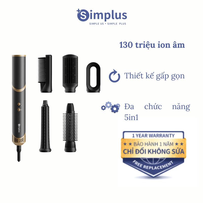 SimplusVN Lược Điện Tạo Kiểu Tóc Đa Chức Năng 5 Trong 1 RFSH003 Máy Uốn Duỗi Sấy 130 Triệu Ion Âm Bảo Vệ Tóc Chế Độ Tự Làm Sạch Bảo Hành 1 Năm Chỉ Đổi Không Sửa