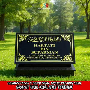 Batu Nisan Granit Hitam ukuran 30x40 cm Ukir Nama + Tanggal | Elegan & Tahan Lama