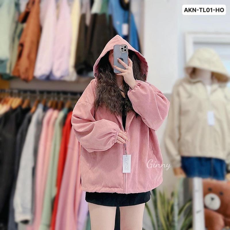 Áo Khoác Nhung Tăm Nữ 2 Lớp Trong Lót Gió Giữ Nhiệt Siêu Nhẹ.Size 40-75kg. V26+ . Top Jacket Women Hồng