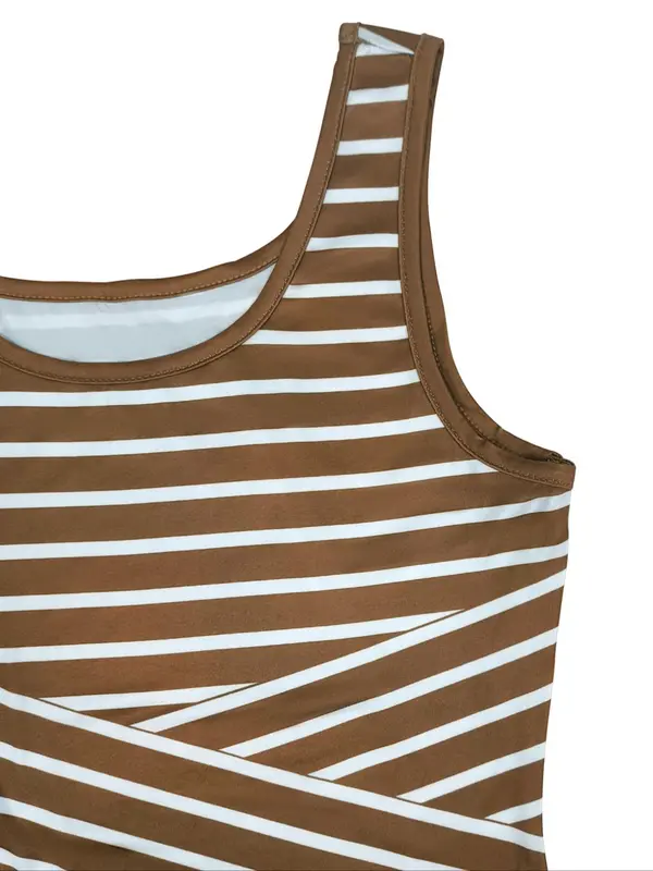 Women's Striped Print Tank Dress, Casual Sleeveless Short Dress for Summer, Ladies Clothes for Daily Wear 5