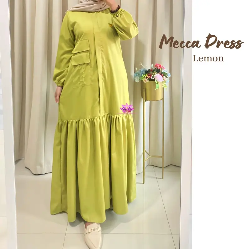 Mecca dress busui resleting full depan bawah mekar tangan karet 2