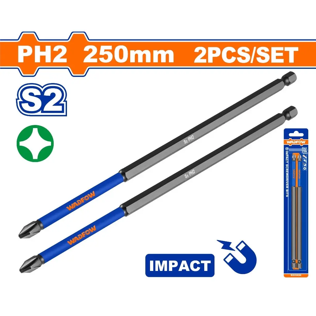 Mũi vít dài 250mm ,200mm và 150mm ,Wadfow màu đen loại 1 đâu PH2 có tính từ mạnh (Gía bán 1 cái)