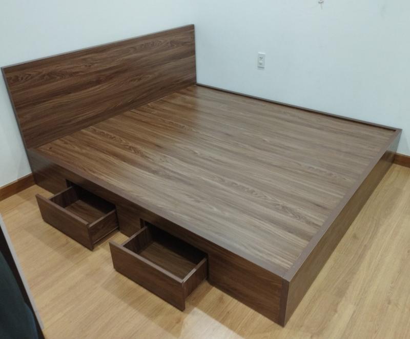 Giường ngủ, giường gỗ mdf cho gia đình, decor căn hộ, chung cư đồ  gỗ xuyên phúc 2