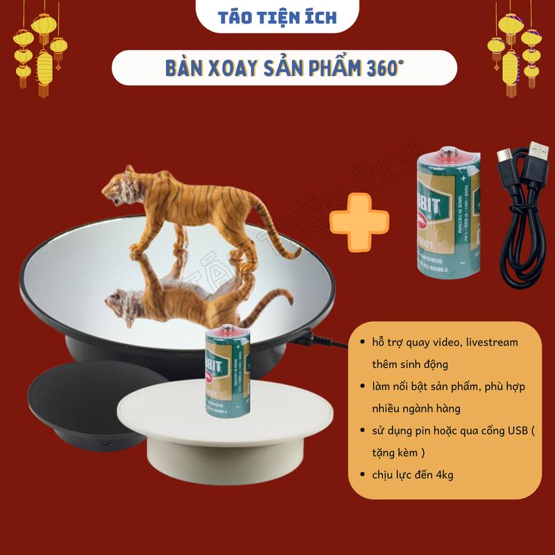 Đế Xoay Bàn Xoay Sản Phẩm 360 Có Cổng USB Phụ Kiện Hỗ Trợ Livestream Quay Video