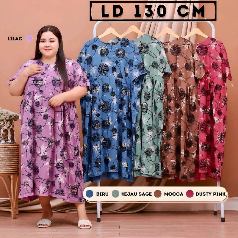 Daster Panjang Daster jumbo Daster ibu Daster Kekinian Daster bali Daster murah Daster viral Daster adem halus  | MUAT BB 80KG 90KG 100KG 110KG Wanita Busui Rayon Dress Motif Bumil Tidur 0