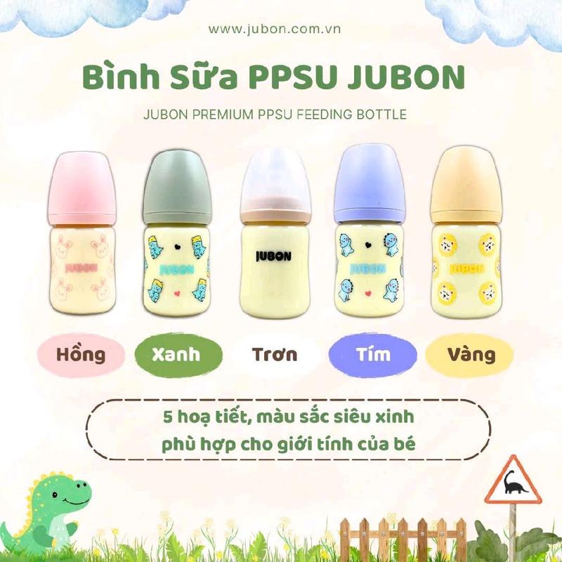  Tặng kèm thêm núm - Bình sữa cho bé Jubon ppsu cao cấp 170ml 270ml máy pha sữa tự động Kem 