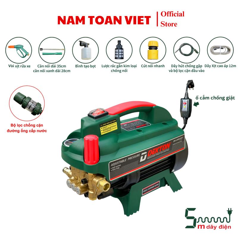 Máy Rửa Xe DEKTON DK CWR 3001 Chống Giật Lỗi Đồng