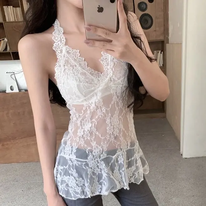 Đồ Lót, Áo Hai Dây Dây Cổ Yếm Ren, Tầng Lớp, Gợi Cảm, Thích Hợp Mặc Bên Dưới Áo Sơ Mi Cơ Sở, Áo Cắt Xẻ Nữ Top Women