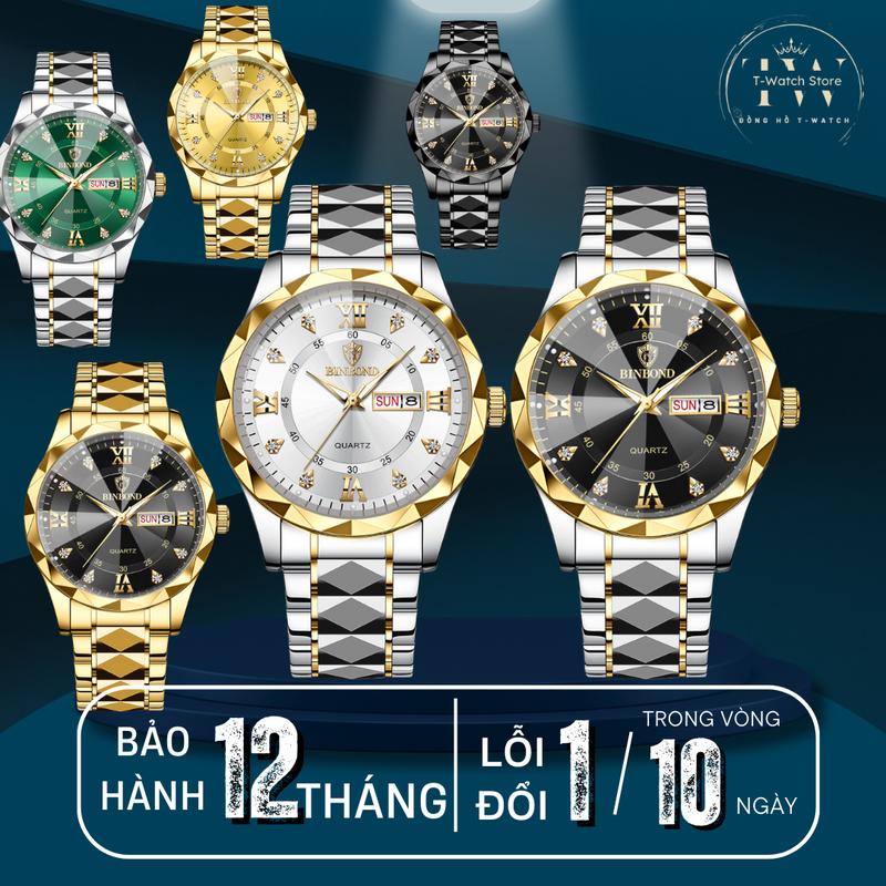  Đồng Hồ chính hãng BINBOND Kính Vát Kim Cương Sang Trọng Chống Trầy Chống Nước đeo tay Watch Watch Nam Voi 