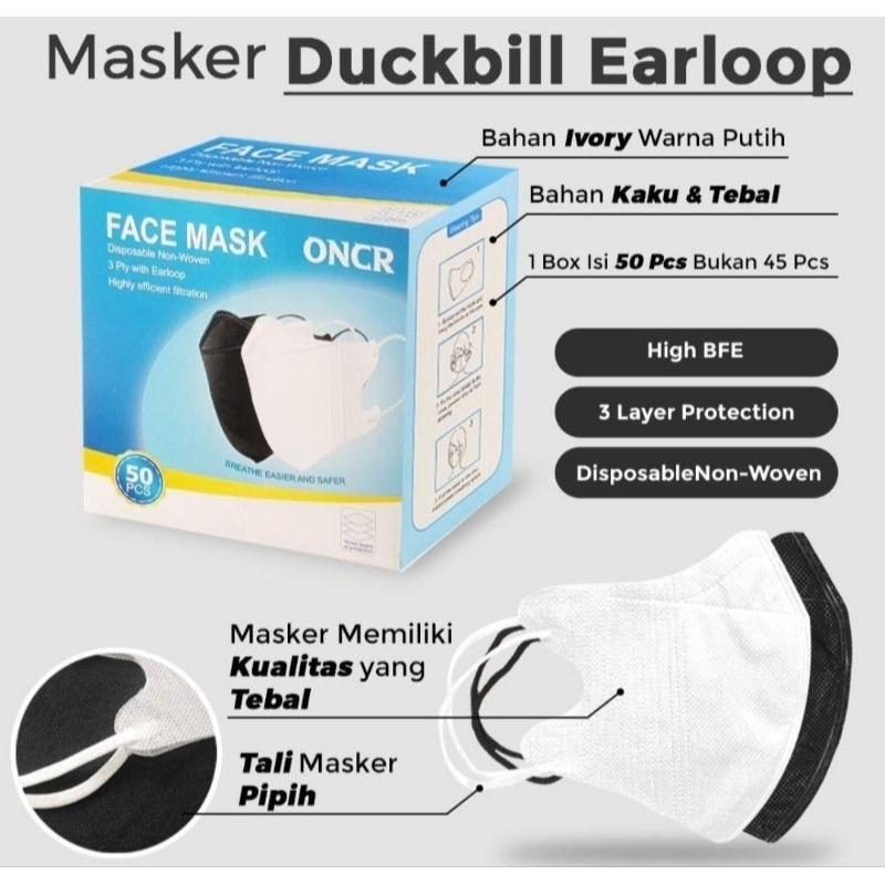 Masker 3ply hitam putih kemasan box 0