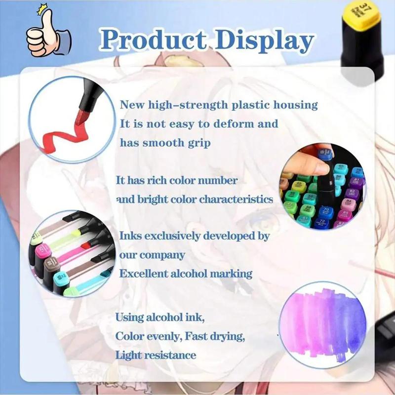 Marker Pen Set, 1 Set 168/120/80/48/12 Colors Marker Pen, Dual Ended Markers, Professional Drawing Markers, Student Stationery, Art Materials 6