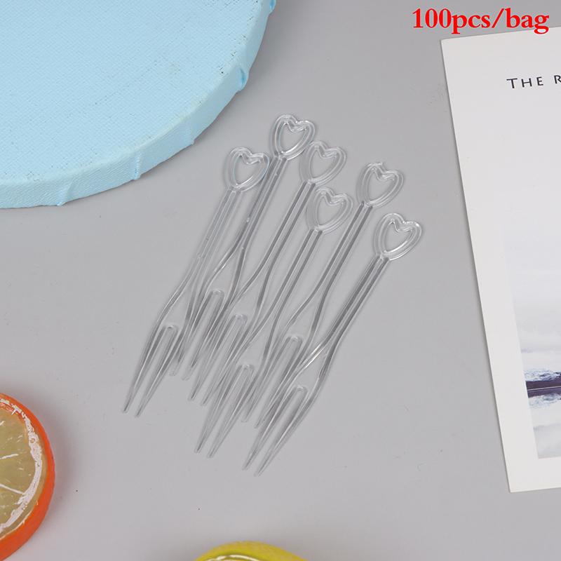 Product Introduction of 100pcs/bag Fruit Fork Mini Clear Plastic Forks Home Dining Food Cake Fruit Fork 19