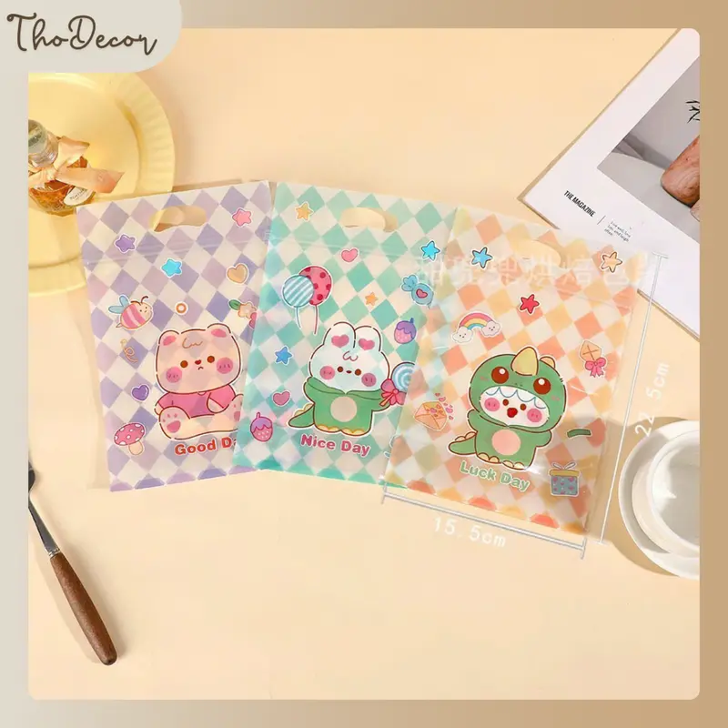 Túi đựng quà kèm nơ rút/ túi zip, túi tai thỏ chia kẹo, bánh siêu dễ thương THODECOR - Chất liệu Nilon, Nhiều màu, mẫu mã đa dạng 6