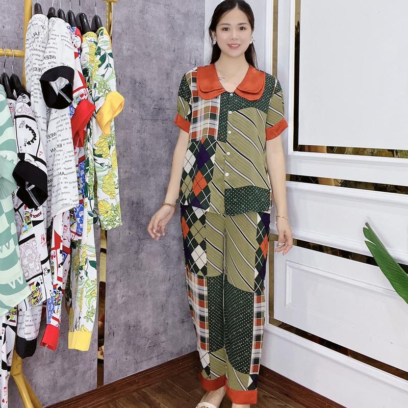 P105 Pijama Mango Caro Cổ Sen Quần Ngủ Lụa Mango