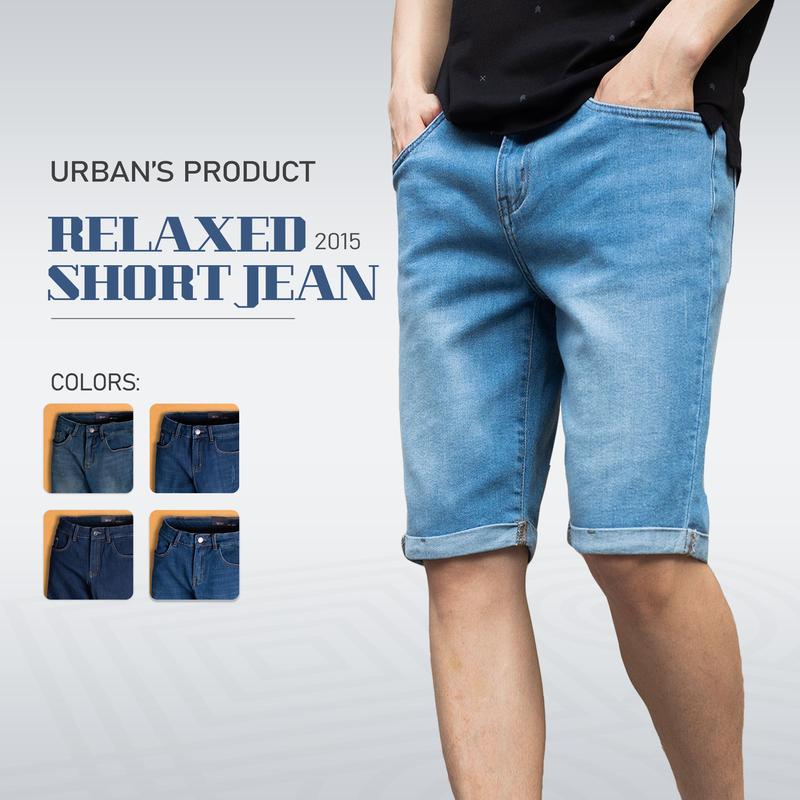 Quần Short Jean Nam Trơn Urban Menswear Pants Cao Cấp, Dáng Slim Fit, Co Giãn Thoải Mái Nhẹ Nhàng NO. 2015| 1088 quần lửng jean đùi  bò