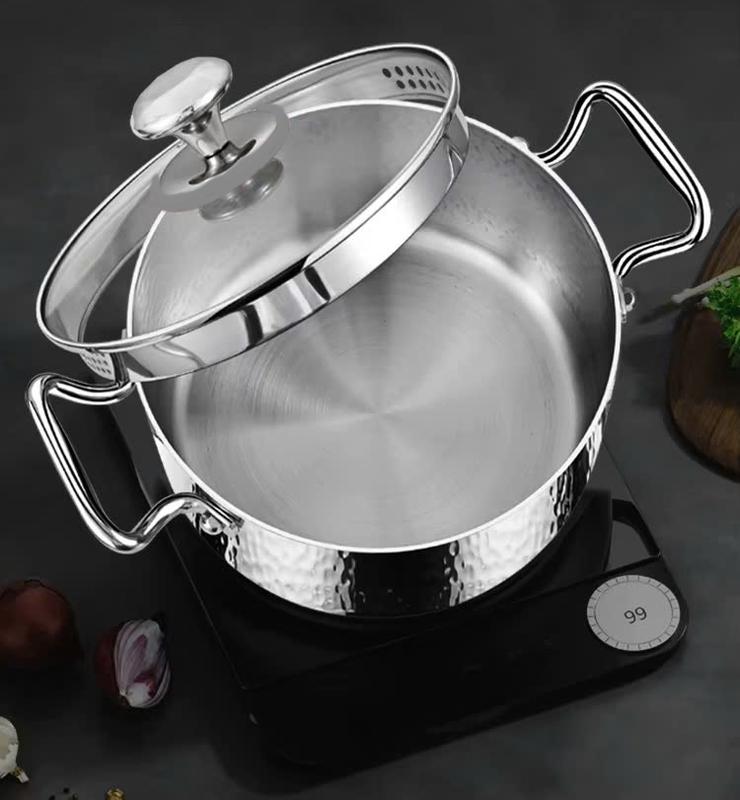 Nồi Inox 316 GERMANY  Dập Vân 3D Mạ Bạc Silver sang trọng , Thép 5 lớp cực kỳ dày , Hầm , nướng , chiên rán , luộc ....  Nồi Cao cấp , thiết kế Châu âu mang lại sự đẳng cấp cho gian bếp Chảo rán xào Non-Toxic