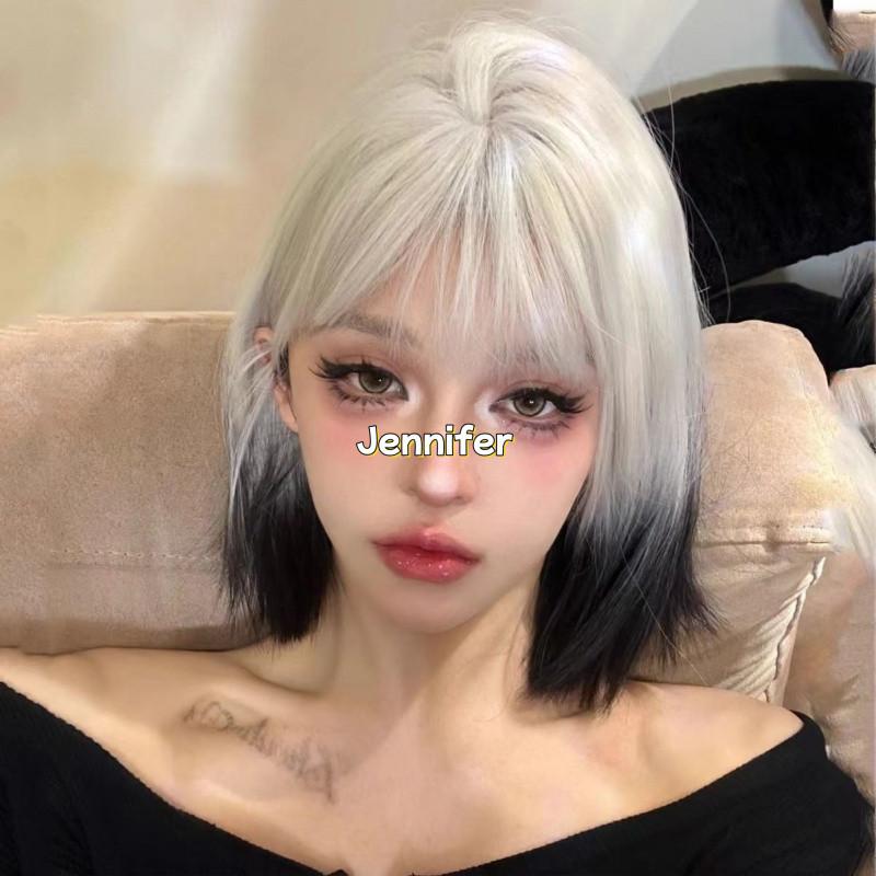 Product Introduction of hair wig for woman full head cosplay bangs wig set summer gradient purple black in long hair burst top dyeing natural niche simulation Heat Resistant Synthetic Hair 6