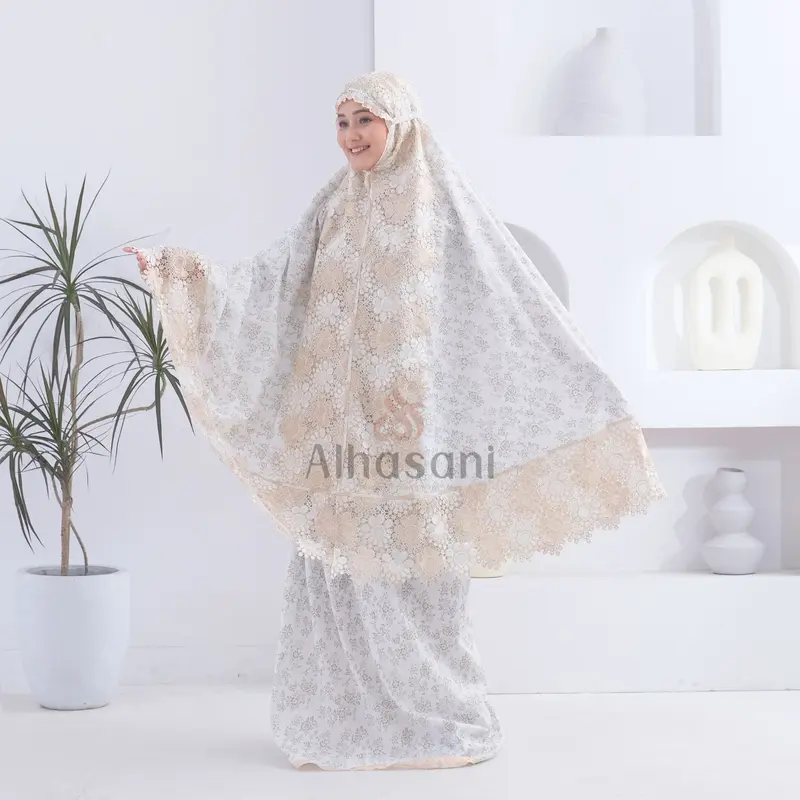 Mukena Dewasa Katun Super Foil Renda Mewah Muslim Motif Rayon Wanita Mukenah Cantik 4