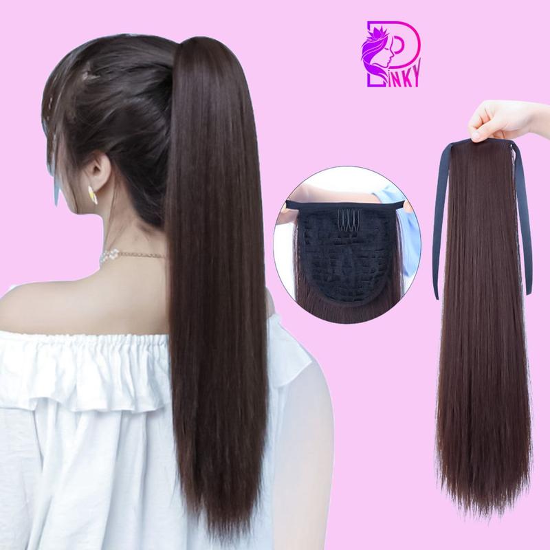  Tóc giả cột thẳng đuôi ngựa Tóc buộc đôi ngựa thẳng phong cách hàn quốc Women Wig 