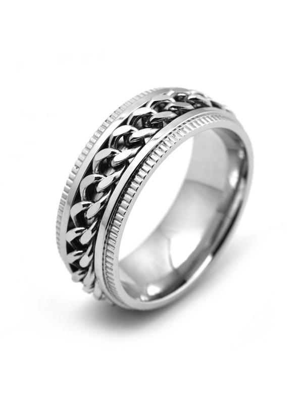1 Piece Unisex Punk Style Chain & Texture Metal Design Ring, Trendy Casual Ring, Fashion Accessories for Daily & Party Decoration 6