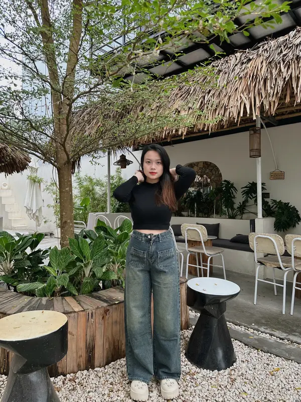 [Jean Hot] Suông Túi ngang trước  dãn 4 chiều hack dáng hot trend cho các nàng [MỘNG DIỄM SHOP] quần  jean baggy jeans 3