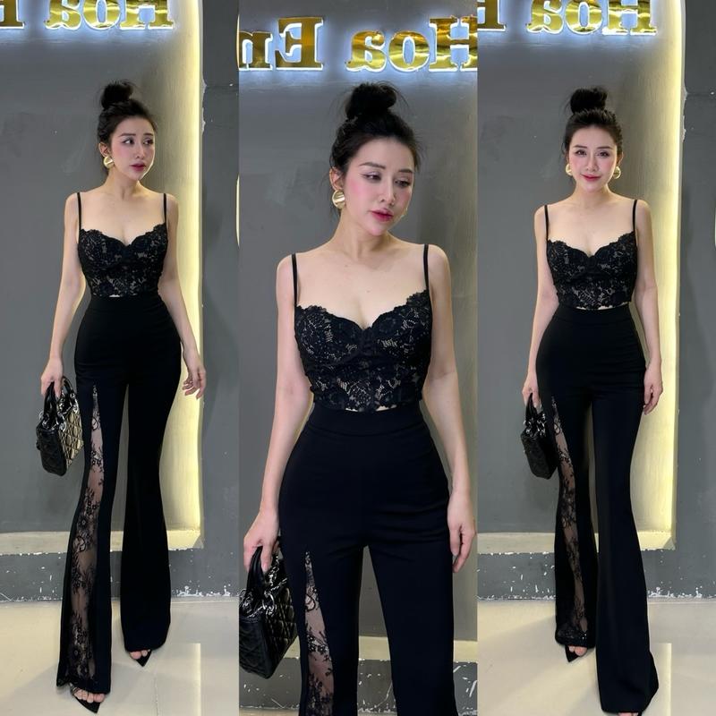 Quần loe lụa phối ren Hoa Enlly, sang chảnh hết phần thiên hạ luôn ạ. Chất vải kaki thun có dãn, dày dặn ôm  mông gọn đùi hack chân dài miên man. Lưng siêu cao nha chị em ơi. From đẹp đỉnh cao , đi làm , đi chơi đều tiện lợi ạ . Pants