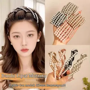 Headband Mutiara Lipat Portable Travel Wanita Desain Baru untuk Cuci Muka dan Gaya Rambut