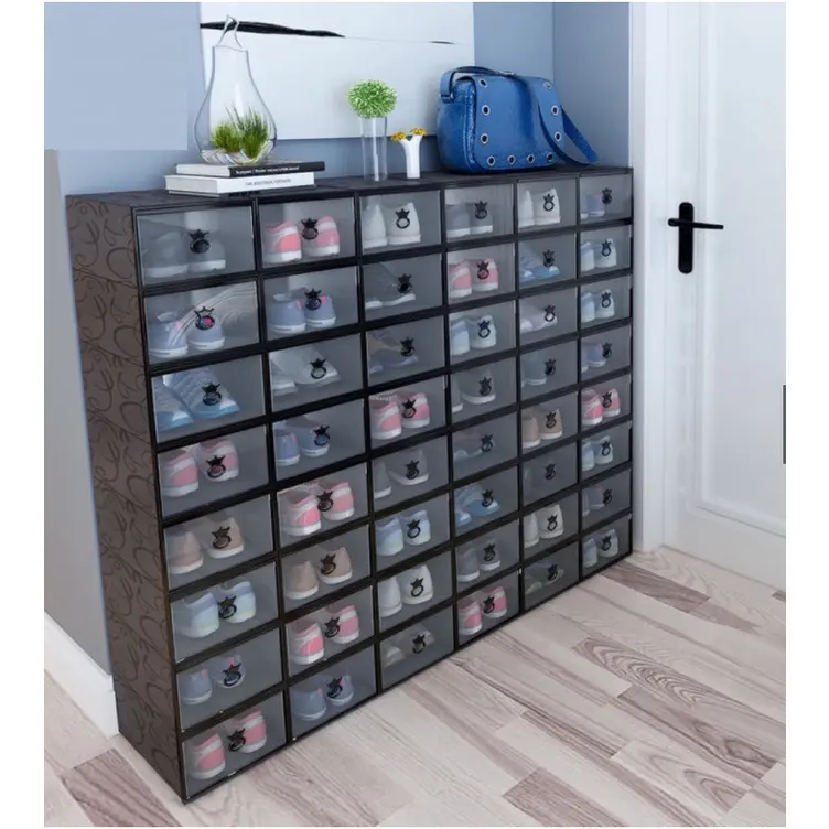 【One Cat Shop】New 10Pcs Modern Large  Drawer Storage Box  Foldable Stackable Shoe Box Shoe Rack Shoe Cabinet