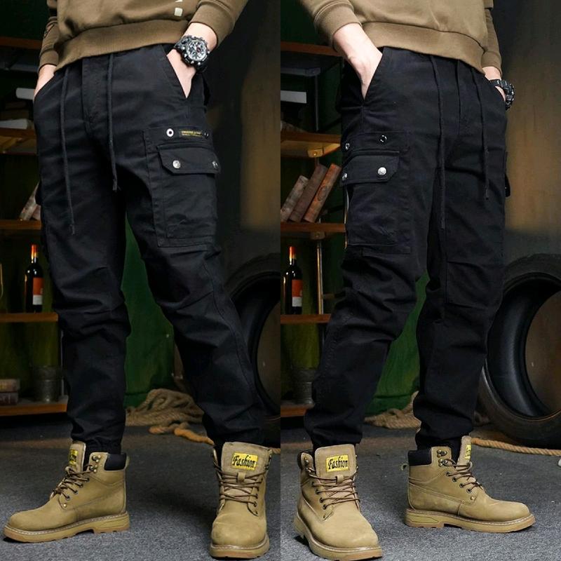 quần jogger kaki nam túi hộp KA shop thun cúc khoá kéo bo gấu tôn dáng túi đóng khuy sang chảnh lịch lãm phong cách thể thao 【l  ✪ 317 đen ✪