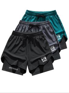 Men's Letter Print Pocket Gym Shorts, Breathable Quick Drying Shorts, Casual Elastic Waist Shorts for Summer, Men's Bottoms for Gym Workout Running, Athletic Running Shorts