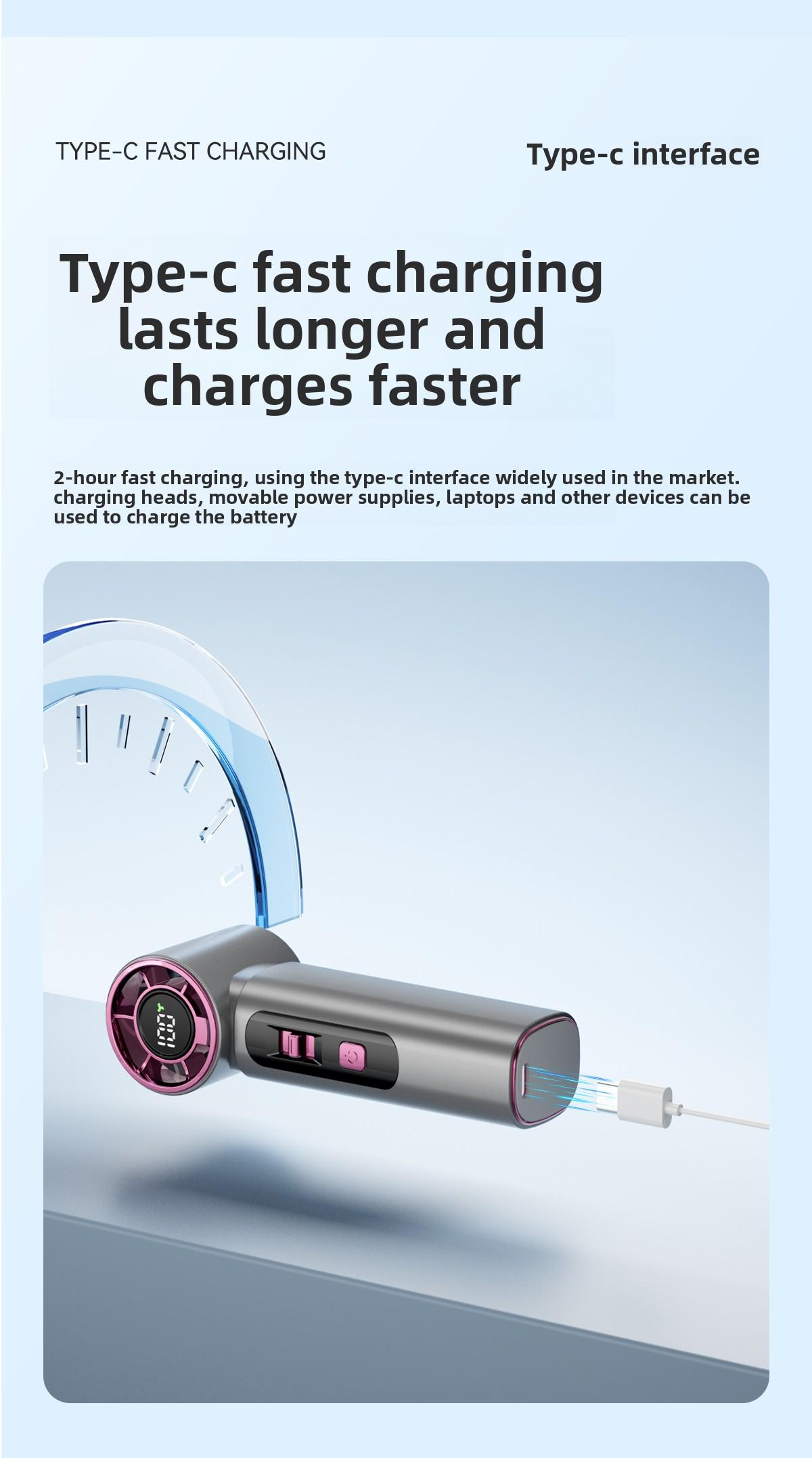 Kipas Pendingin, Kipas Genggam Mini Bergaya, Kecepatan Angin Ekstra Tinggi dengan 100 Pengaturan Kecepatan, Kipas Turbin Portabel untuk Luar Ruangan