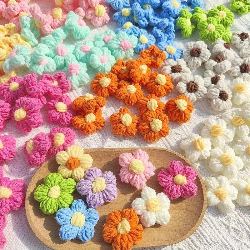 Hoa dệt tay, Hoa đầy màu sắc mini, Miếng vá may Applique cho quần áo và mũ, Trang trí đám cưới, Đồ dùng thủ công tự làm