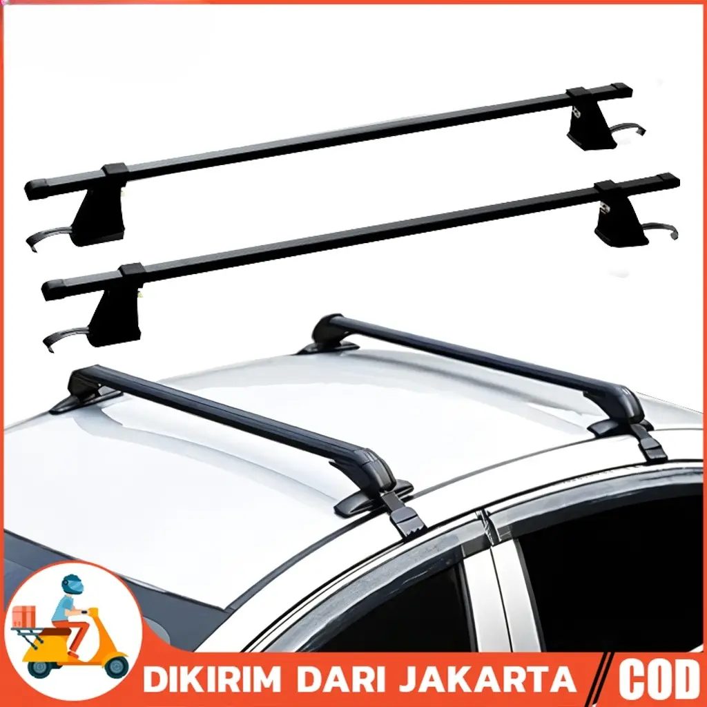 Cross Bar Atap Mobil Universal 1,2 Meter Plastik & Baja Kapasitas 50 kg untuk Sedan & Kendaraan Tanpa Rak Atap Bawaan - Car