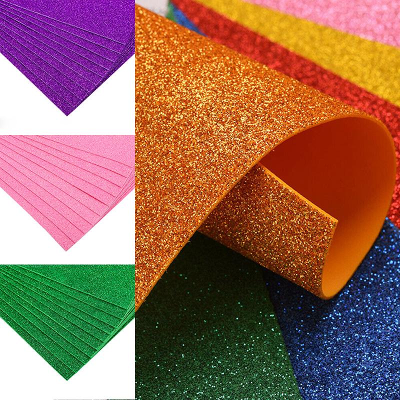 Product Introduction of 10PCS A4 Golden Onion Sponge Paper Pearlescent Thick Flash Paper Golden Powder Foam Paper EVA Children's Manual DIY Material Party Decoration 17
