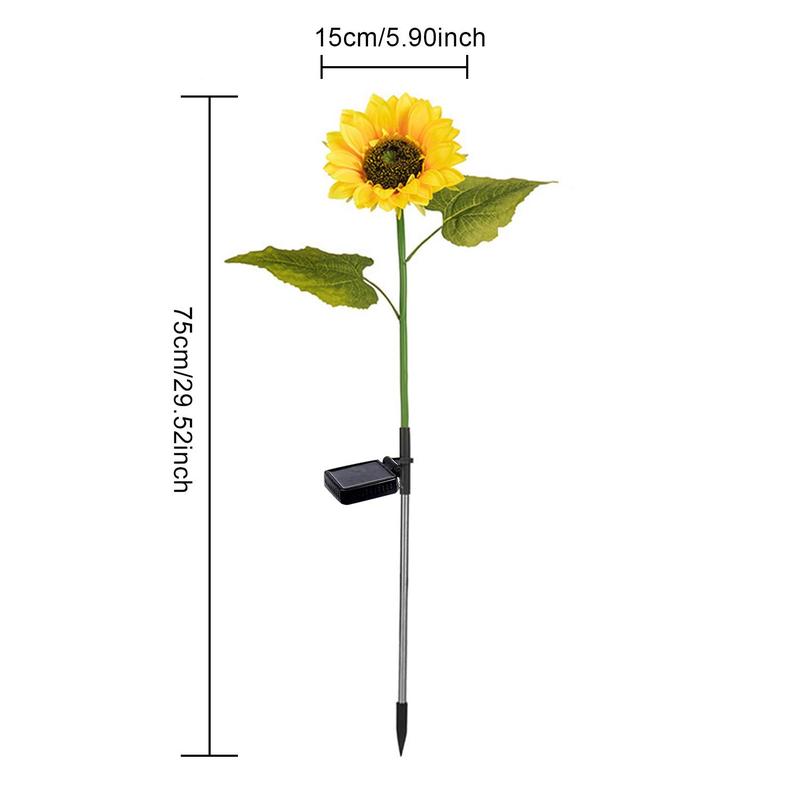 LED Solar Light, 2 Counts/set Sunflower Shape Waterproof Lawn Light, Easy to Use Floor Lamp for Garden, Courtyard, Community Decoration 3