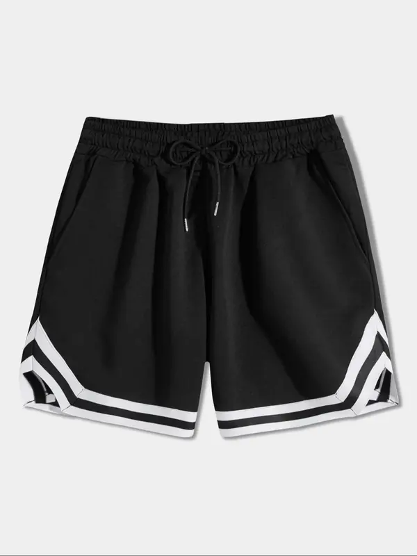 Men's Regular Fit Solid Color Striped Trim Shorts, Casual Comfy Breathable Shorts for Summer, Men's Bottoms for Daily Wear 4
