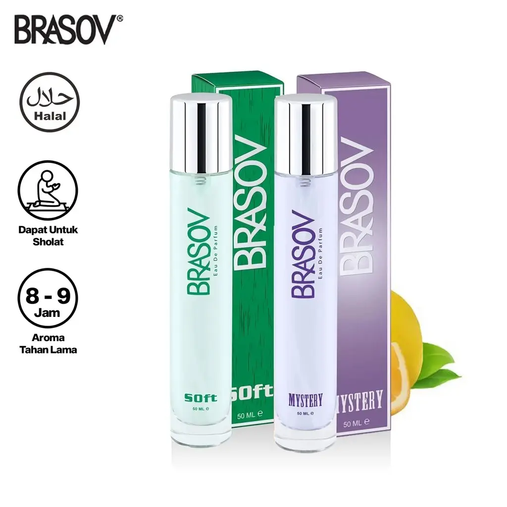 BRASOV Parfum Unisex 50 ML Eau De Parfum HALAL Perfume Spray Pria Wanita EDP Mystery / Soft Ori