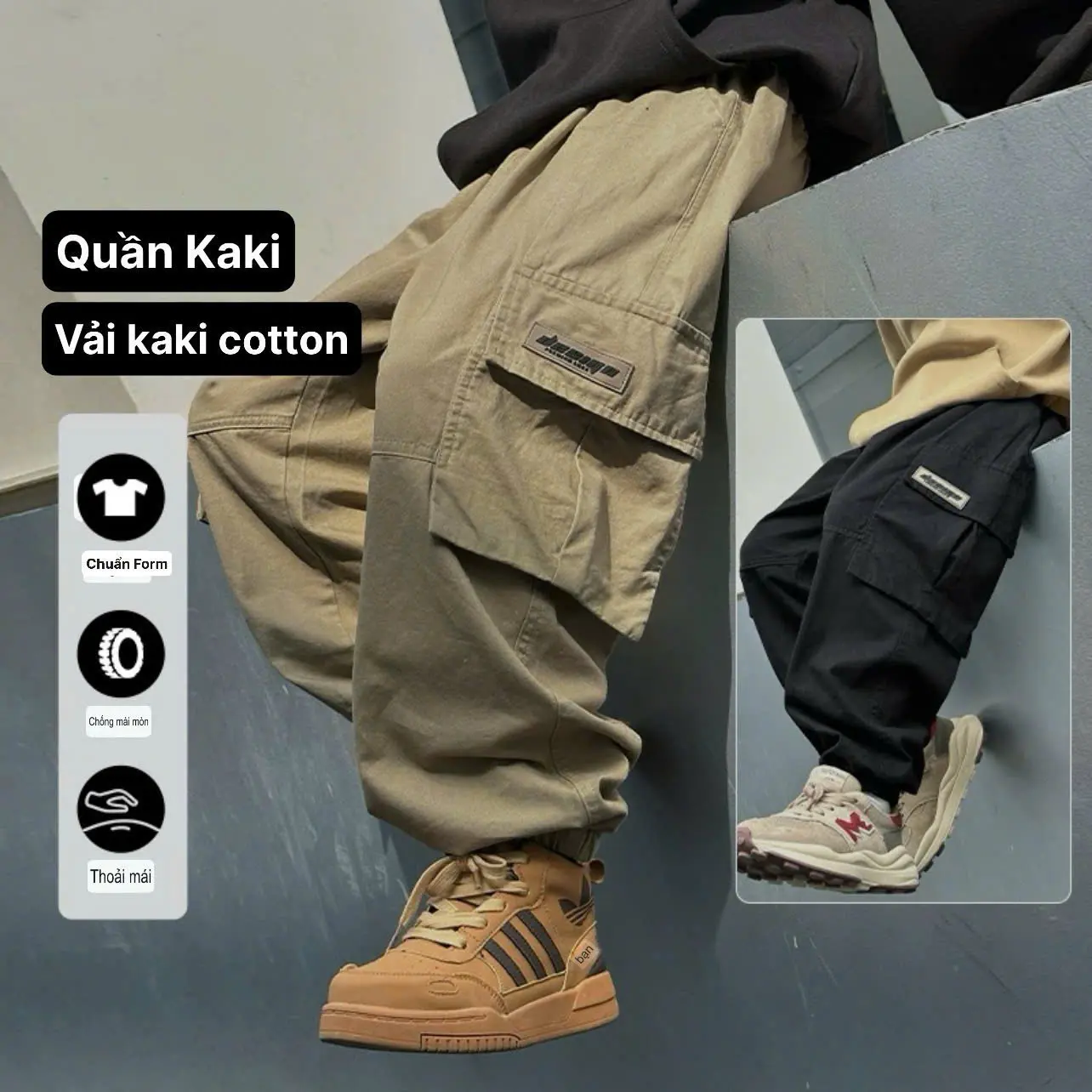 Quần KaKi Thiết Kế Bo Ống 2 Gam Màu Cho Bé Trai Năng Động