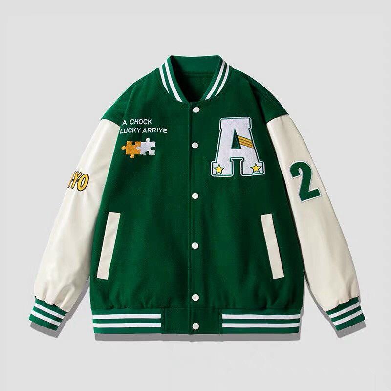 Áo Khoác Bomber Jacket Chất Nỉ Bông LUCKY Form Rộng Unisex Nam Nữ Phối Phong Cách Ulzzang Nupakachi Menswear Navy Chống Nắng hoodie nam bomber nỉ cúc bấm áo ni áo hoodie ko mũ varsity