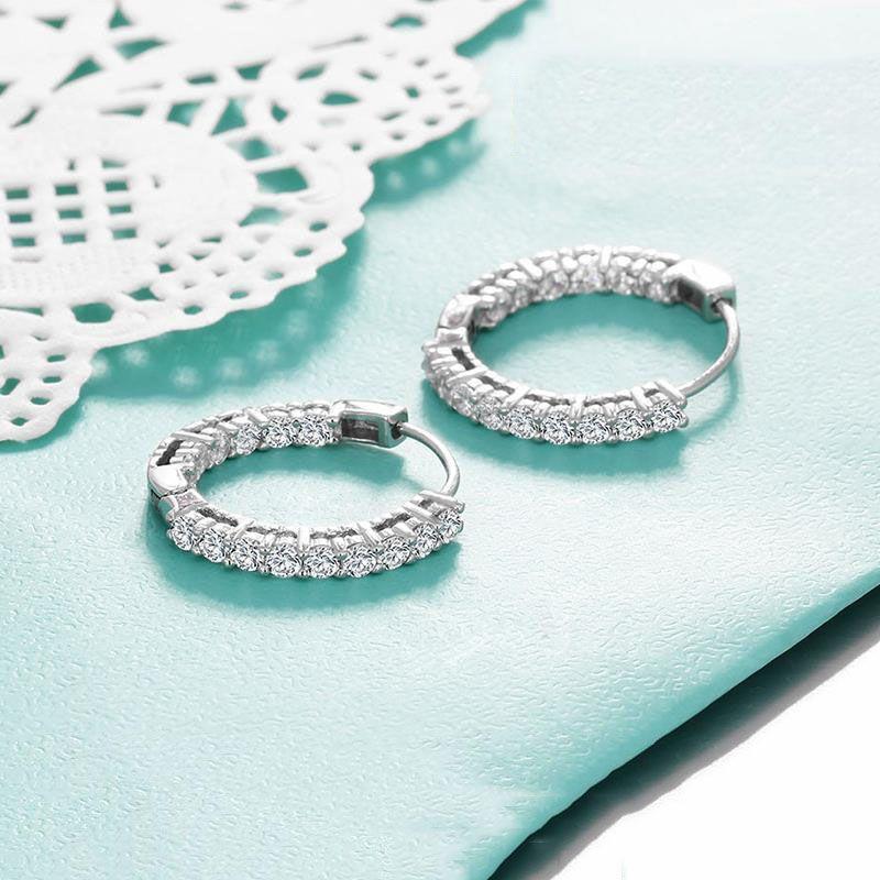 Product Introduction of High-Grade Diamond Earrings Simple Women's Fashion Stud Earrings Rose Gold Ear Clip Earrings Single Row Diamond 1