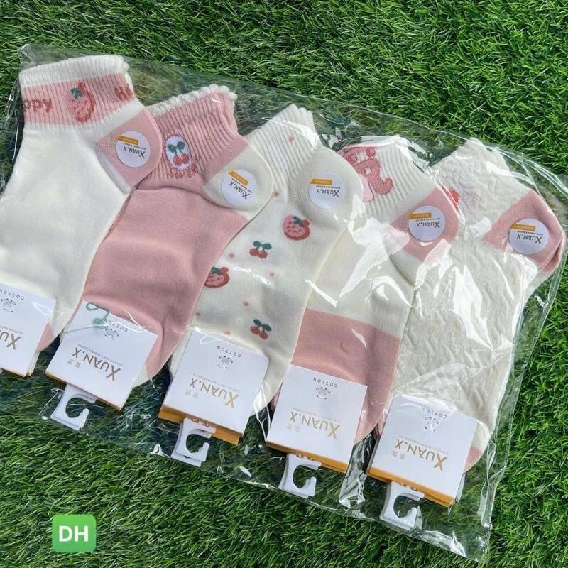 Set 10 đôi tất nữ cổ ngắn dệt kim in hoạ tiết dễ thương thời trang tất vớ nữ cotton thấm hút mồ hôi mẫu mới tat  gaucoca 3