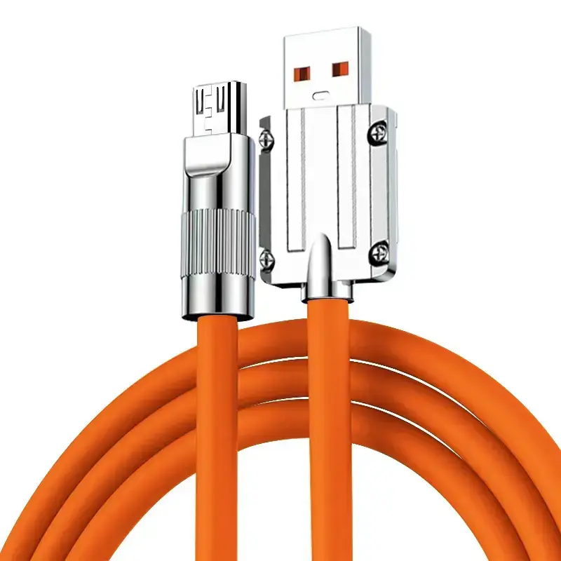 120W 6A Super Fast Android Charger Zinc Alloy Liquid Silicone Cable Fast Charging USB Cable Micro USB Universal Android Phone