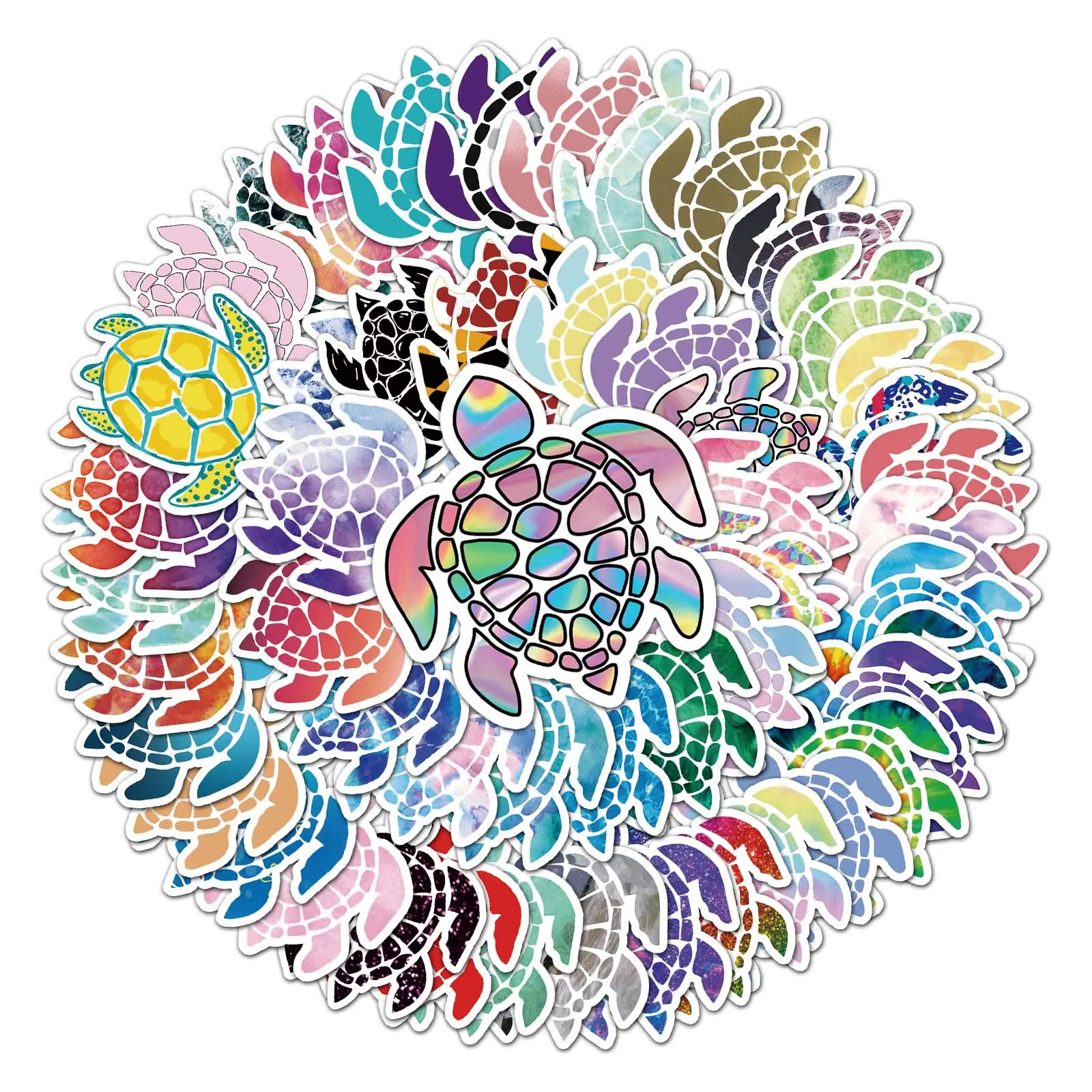 50pcs Random Color Sea Turtle Pattern Sticker, Waterproof Decorative Sticker For DIY Water Bottle, Laptop, Guitar, Luggage, Skateboard