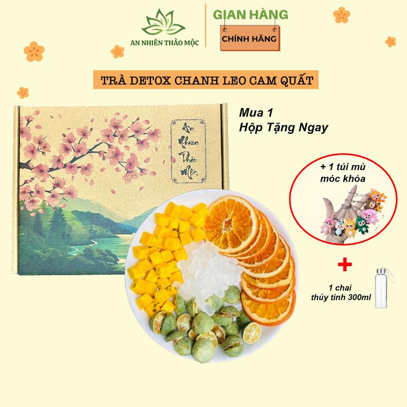 Mua 1 Tặng 3 Trà Detox Chanh Dây Cam Quất - Hộp 30 gói tặng 01 túi mù móc khóa + 01 bình 300ml